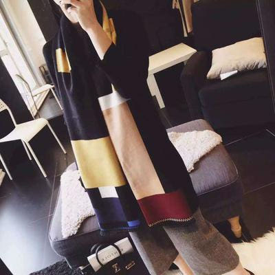 [해외]스카프 실크 머플러 목도리 울 롱 쁘띠 울라이크 양면 여 추동 구미 OP 기하학 여성 에어컨 더 도톰한 숄 겸용