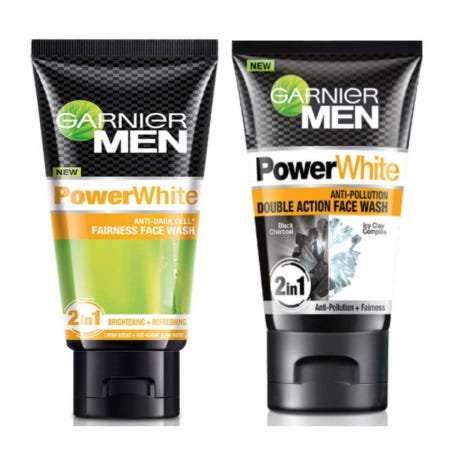 [해외]가르니에 맨 파워화이트 페어니스 더블액션 페이스워시 2종 세트 Garnier Men Power White
