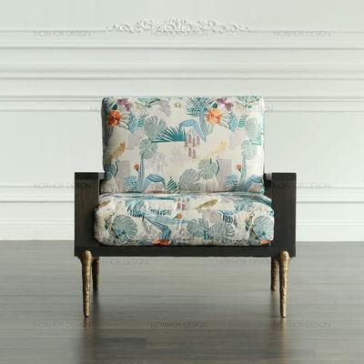 [해외]인테리어 원목 홈쇼핑 철제 거실 침실 가구 오리지널 영국 스퀘어룩스 북유럽 표정 수입 원목넥사 자수 패브릭 1인용 소파 K