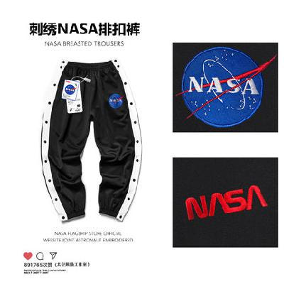[해외]NASA 바지 남자 여자 남녀 공용 cba 배기팬츠 농구 남 와이드 커플 가운 나사 단추 팬츠 모두 오픈 nba 트레이닝