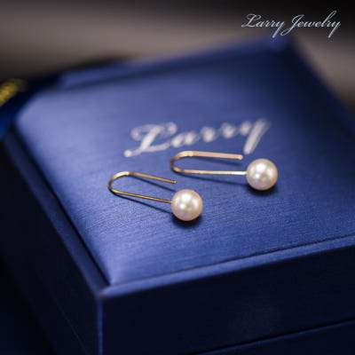 [해외]진주 귀걸이 링 천연 주얼리 lowery Larry K 물방울 일본 바다 18K 무료