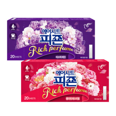 피죤 리치퍼퓸 의류청정기 섬유유연제 시트 20매x 3