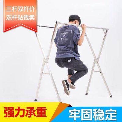 [해외]빨래 건조대 대형 실외 접이식 튼튼한 야외 발코니 신축 실내봉 홀짝 x자형 노점 설치 면제