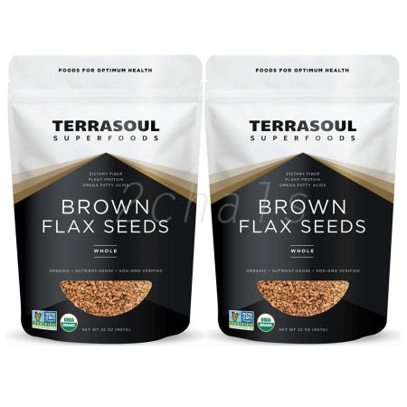 [해외]테라소울 슈퍼푸드 브라운 플랙스씨드 씨앗 오메가 통곡물 스무디 요거트 쿠킹 베이킹 2lb(907g) 2팩 Terrasoul Superfoods Brown Flax Seeds