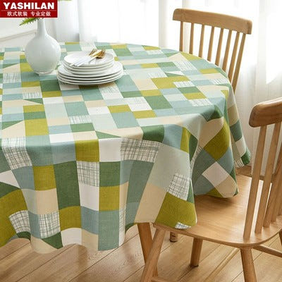 [해외]식탁보 고급식탁보 유럽 직수입 북유럽식 라운드 테이블보 크기 원형 고급 럭셔리 미국식 패브릭 코튼 마 체크