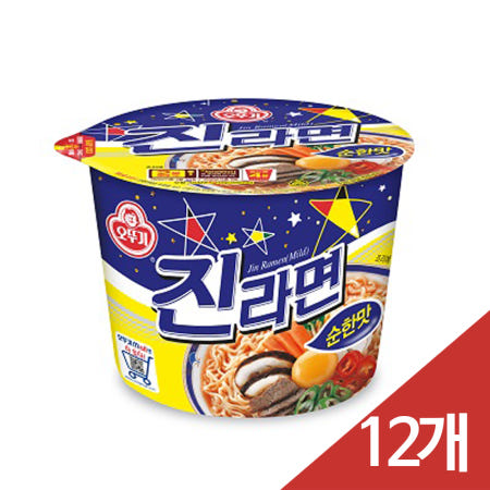 오뚜기 진라면 110g 용기 순한맛, 12개 한박스