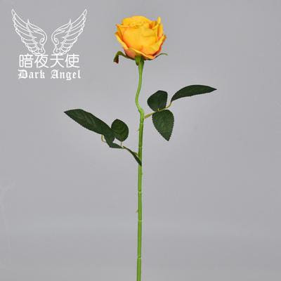 [해외]고퀄 인테리어 조화 진노랑 장미꽃 홀짝지근한 꽃다발 1가지 개성 사진 촬영 소품 장식