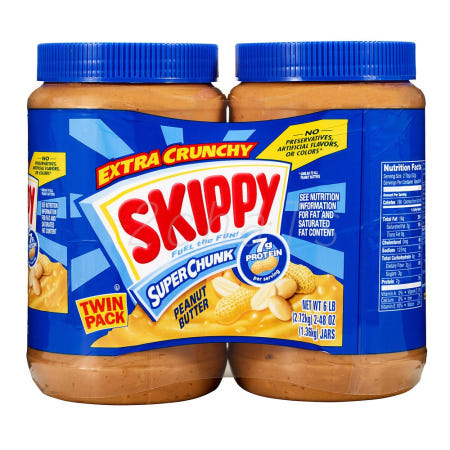 [해외]스키피 수퍼 엑스트라 크런치 피넛버터 땅콩버터크림 땅콩잼 48oz(1.36kg) 2팩 Skippy Super Chunk Peanut Butter