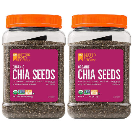 [해외]BetterBody Foods 버터바디푸드 오가닉 치아시드 with 오메가3 907g(2L) Chia Seeds 2팩