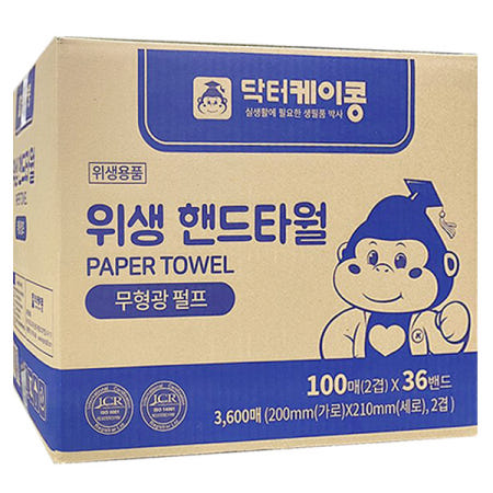 닥터케이콩 프리미엄 무형광 핸드타월 3600매, 고급 페이퍼타올 핸드타올