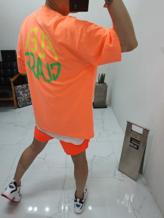 [쿤 협력사]쿤 KOON 무료배송 강연 면 네온 형광 피그먼트 워싱 FLEX CLASS 프린트 오버핏 반팔 티셔츠 남자 여자 공용 박스티 빅사이즈