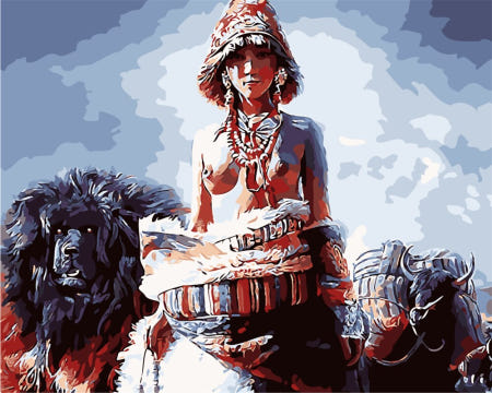 [해외]티베트어 스타일 액자 Diy 유화 늑대 손으로 그리는 선물 색칠 동물 그림 명화그리기