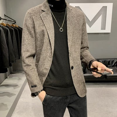 [해외]남자명품코트 수입코트 핸드메이드 정장코트 남자 명품  유럽역 알바카 남성 양면 캐시미어 모직 코트 빅사이즈 겨울 쇼트 트렌치코