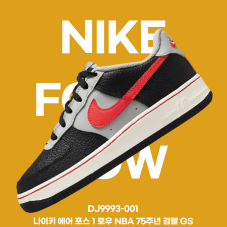 [해외]나이키 에어 포스 1 로우 NBA 75주년 검빨 GS DJ9993-001 한정판 데일리슈즈 아이트23청주