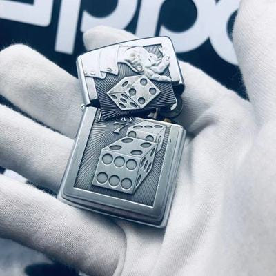 [해외]지포 라이터 특이한 ZIPPO 고급 선물용 복고풍 빈티지 카지노 럭키세븐 럭키 주사위 207BSB230