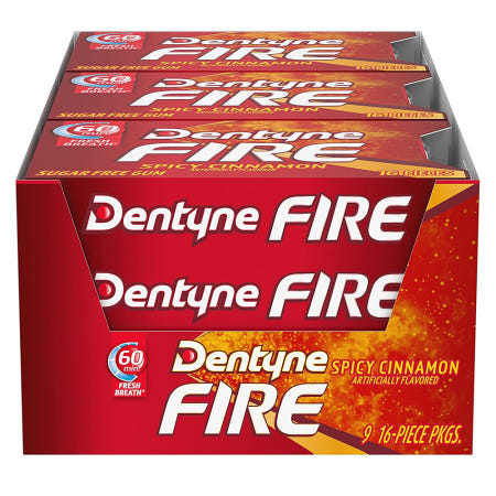 [해외]Dentyne 덴타인 잠깨는껌 무설탕껌 Fire Spicy Cinnamon 9팩