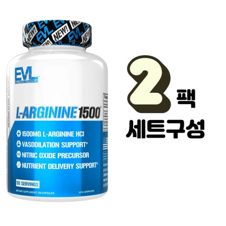 [해외]에볼루션 EVL 뉴트리션 L 아르기닌 1500 mg 100정 2개