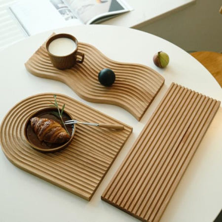 [해외]나무 노르딕 스타일 물 리플 도마가 블록 가정용 브레드 보드 애프터눈 티 트레이 플레이트 절단 야채 과일 보드