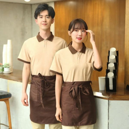 [중국협력사][해외]여름 서빙복 반팔 티셔츠 여름용 작업복 호텔 청소 직원 알바 유니폼 반팔티