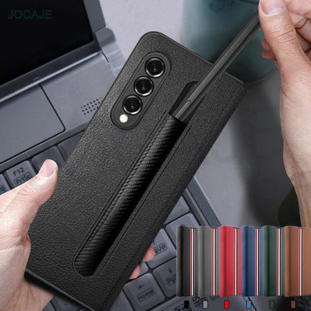 [해외]Lychee 패턴   소켓 전화 케이스 삼성 Z 폴드 5 S 슬롯 플립 가죽