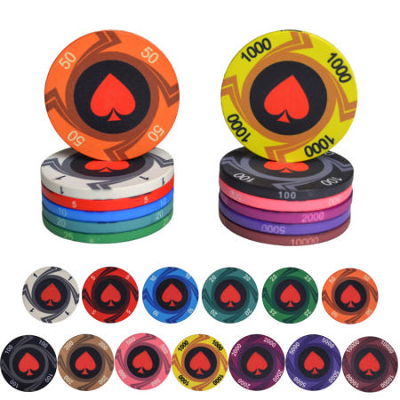 [해외]5 개대 복숭아 심장 세라믹 텍사스 커 칩  카지노 유럽 세트 개