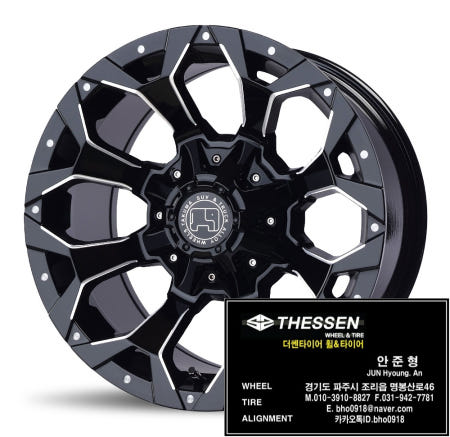 17인치 타쿠마 어솔트XD 640 유광블랙밀링스포크 렉스턴칸, 슈퍼렉스턴, 로디우스