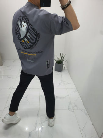 [쿤 협력사]쿤 KOON 무료배송 쿨 드라이 크레파스 서클 레터링 펭귄 전사 프린트 오버핏 반팔 티셔츠 남자 여자 공용 커플 반팔 티셔츠