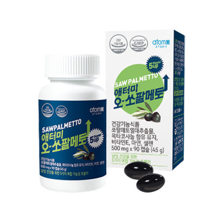 [콜마비앤에이치]애터미 쏘팔메토 효능 남성 갱녕기 발기 전립선 건강 500mg x 90캡슐