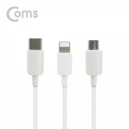 [ID492] Coms 스마트폰 3 in 1 멀티 케이블, USB 3.1 Type C/Micro 5P/8P, 충전전용, 25cm