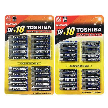 [TOSHIBA LIFESTYLE PRODUCTS&SERVICES CORPORATION]도시바 알카라인 AA건전지 AAA건전지 10+10알 총20알