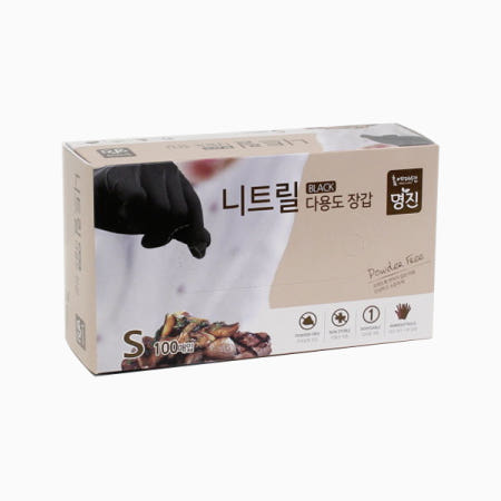 [명진] 니트릴장갑 알러지프리 다용도장갑 100매입 L(대형), 블랙, 1개