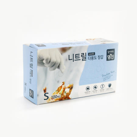 [명진] 니트릴장갑 알러지프리 다용도장갑 100매입 S(소형), 화이트, 1개
