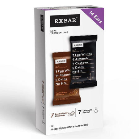 [해외]알엑스바 프로틴바 단백질바 피넛버터 땅콩버터 초콜릿 씨솔트 52g 14개 (미국배송) RXBAR Protein Bar Variety Pack