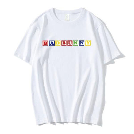[해외]남자긴팔티셔츠나쁜 토끼 같은 단락 그래픽 티셔츠 남여 힙합 래퍼 음악 앨범 무늬 반팔 티셔츠 대형 남성 스트리트웨어