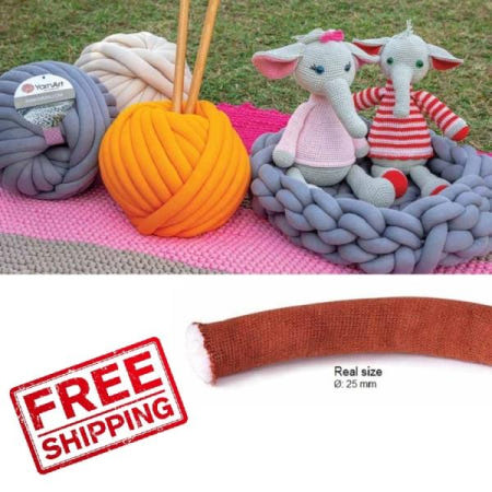 [해외][무료배송]Yarnart-마시멜로 원사 750gr 30mt 러그 담요 손 팔 뜨개질 크로셰, 거대한 부피가 큰 코튼 코드 DIY 청키 소프트 로빙