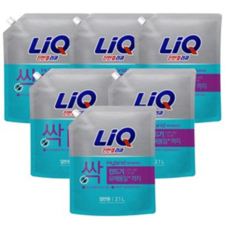 리큐 진한겔 하이브리드 액상세제 일반용 리필 2100ml 6개
