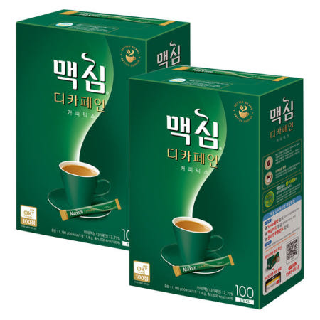 동서 맥심 디카페인 커피믹스 100T 2개 맛있는 사무실 회사 피시방 간식 고급 건강 커피