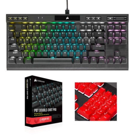 [CORSAIR]K70 RGB TKL 텐키리스 챔피온 기계식 키보드 저소음 적축 + PBT 이중사출 프로 한글 각인 키캡 (레드)