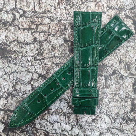 롤렉스 호환 그린 스트랩 소가죽 36mm 수제작 와니 악어 패턴