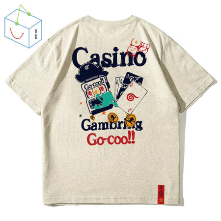 [해외]여름 남성 라운드 넥 반팔 카지노 티셔츠 학생 커플