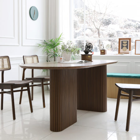 펌즈 4인용 월넛 템바보드 식탁 테이블 1600 CL434