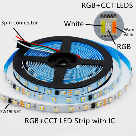 5M RGBWW LED 스트립 DC24V FW1906 WS2812B 10 픽셀/60LED/M 개별 주소 지정 가능 SPI RGB  CCT 픽셀 라이트와 유사