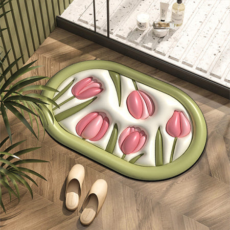 포유 3D 튤립 입체 욕실 화장실 주방 규조토 발매트