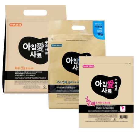 아침애 사료 3kg 오리연어감자 피부건강 한우 말랑한 수제사료