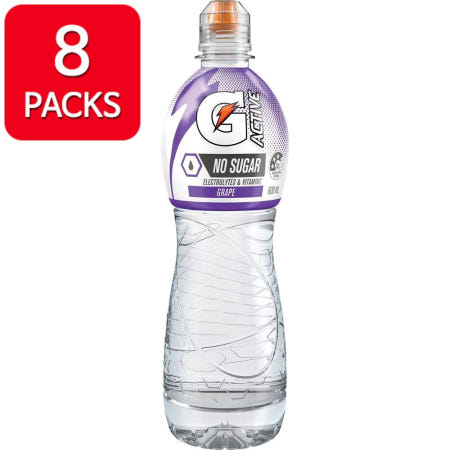 [해외]Gatorade G active 게토레이 엑티브 이온음료 전해질 포도맛 제로슈가 무설탕 600ml 8팩