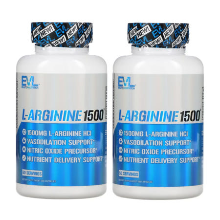 [해외]이볼루션 뉴트리션 L-아르기닌 1500mg 100캡슐 2통