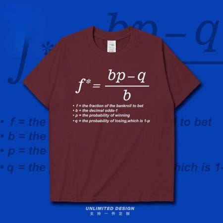 [해외]켈리 공식 방정식 반팔 티셔츠 확률 수학 카지노 베팅 주식 투자 탐욕의공식