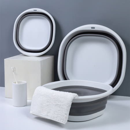 [하우홈즈 협력사]접이식 대야 접는 세숫대야 바가지 욕실 여행용 양푼 그레이