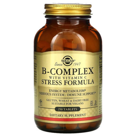 [해외]미국직구 Solgar 솔가 B 콤플렉스 비타민C 스트레스 포뮬러 250정 B-Complex Vitamin C Stress Formula