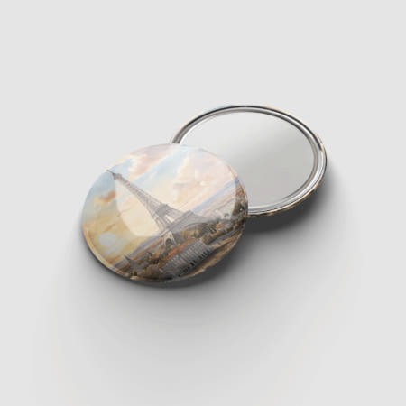 4개 세트 추억여행 에펠탑 거울버튼 손거울 휴대용 (총 4개)